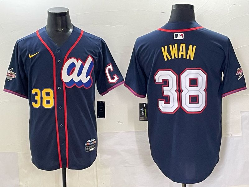 Men 2025 Cleveland Indians #38 Kwan Drak Blue All star Nike MLB Jersey style 5